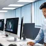 Home 12 AI 데이터 라벨링 역량 강화를 위한 전략 - **Prompt 1: The Precision of Human Data Annotators**
"A clean, brightly lit modern office enviro...