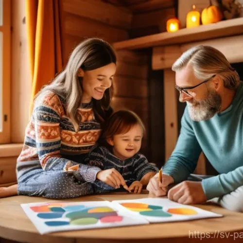 Home 23 효율성을 높이는 데이터 라벨링 워크플로우 - **"A heartwarming scene inside a modern Swedish cabin during autumn. A family of four – a mother, fa...