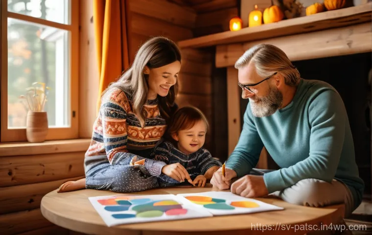 효율성을 높이는 데이터 라벨링 워크플로우 - **"A heartwarming scene inside a modern Swedish cabin during autumn. A family of four – a mother, fa...
