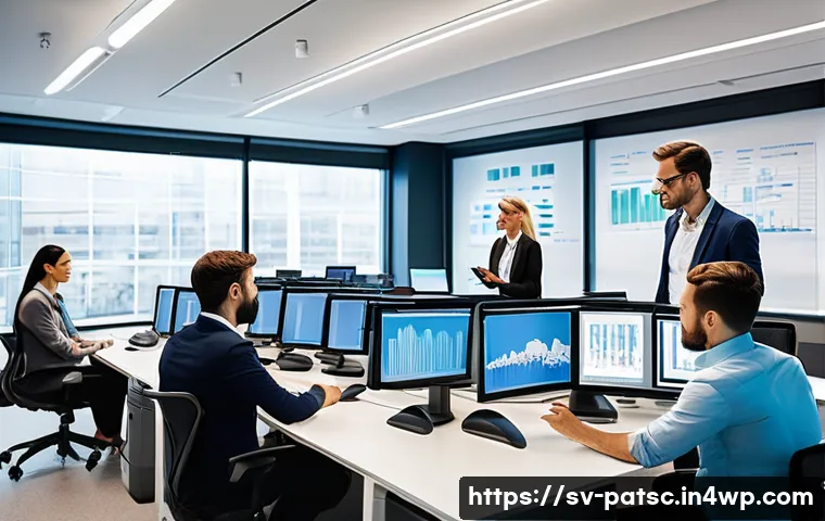 AI 데이터 라벨링 프로젝트 관리 기법 - **Prompt 1: Collaborative Data Labeling Team in a Modern Office**
    "A diverse group of profession...